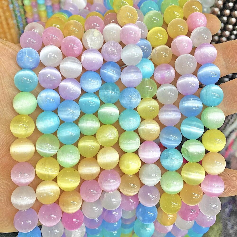 8087 120PCS 6MM Colorful Selenite Gypsum Stone Crystal Beads for Jewelry